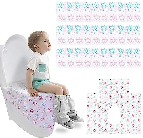 KMAKII Disposable Toilet Seat Cover,Toilet Seat Paper Pads Potty Toilet Seat Cover Non-Slip for Baby Potty Seat Cover for Travel 30 Pack