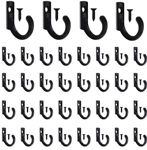 Zlierop 58 Pieces Key Hooks, Black Small Hooks for Hanging Hat, Jewelry, Steel Metal Hook, Kitchen Little Towel Hook with Black Screws for Farmhouse Retro Crafting Projects