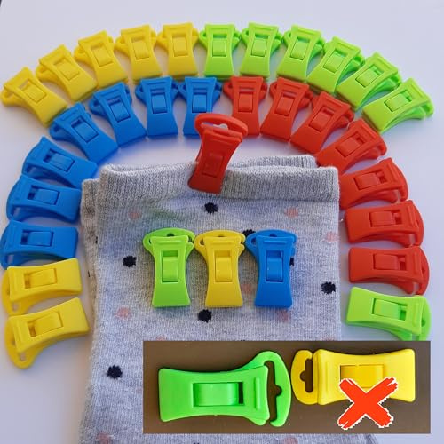 Alcrea® 36 Pince à Chaussettes pour Machine a Laver et sèche-Linge. Crochet pour Étendoir. Très Confortable et Rapide à accrocher, Trier ET AU TIROIR avec LA Pince, sans SE Plier. Clips Chaussettes