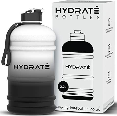HYDRATE XL Jug 2.2 Litre Water Bottle with Nylon Carrying Strap and Leak-Proof Flip Cap - 2 Liter Water Jug - Large Capacity for Gym, Workouts, Sports, Running, Jogging, Travel - Matte Pink (74 oz)