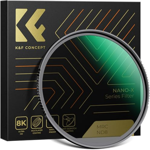 K&F CONCEPT 55mm ND8 Filter 3 Stops Fixed ND Filter No Vignetting | Multi-Coated HD Optical Glass, Waterproof Scratch-resistant, for Flowing Water Fireworks Landscape Nano-X Series FN703