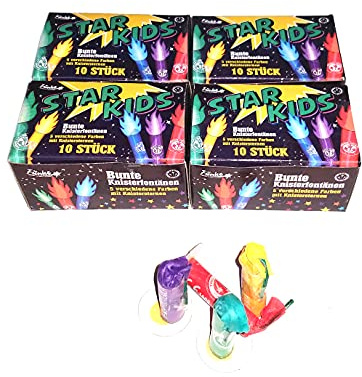 vama Funke StarKids kleine Knisterfontänen mit farbigen Flammen und ökologischem Pappfuß (4 Packungen)