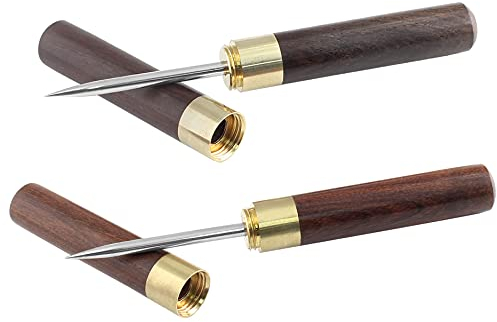 Zorfeter 17,3 cm, tritaghiaccio in acciaio inox, portatile, con manico in legno e copertura di sicurezza, per cucina, bar, barista, ristorante, confezione da 2