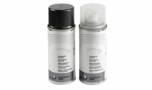 BMW Originalfarbtöne Lackspray-Sets in Felgenfarbe mit Klarlack 2X 150 ml Ausbesserungslack (Schwarz Uni U668/C2W)