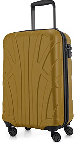 SUITLINE - Valigia per cabina, bagaglio a mano rigido, 4 doppie ruote, TSA, 100% ABS opaco, 55 cm, 34 litri, Autunno Oro
