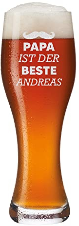 Leonardo - Vaso para Cerveza de Trigo (0,5 L, con Grabado Individual, para Trigo, pils y Otras variedades de Cerveza, clásico de Múnich, Regalo