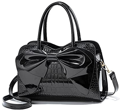 NICOLE & DORIS Handtaschen Damen Kleine Henkeltasche Frau Mode Tasche Designer Umhängetasche Mädchen Schultertasche Lackleder Handtasche Abendtasche Schwarz