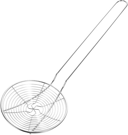 HEMOTON Stainless Steel Kitchen Skimmer, Spider Mesh Filter with Handle for Frying Food, Pasta, Spaghetti, Noodle