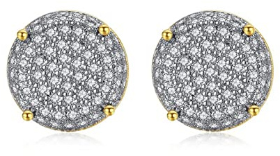 Puce D Oreilles Or, Bijoux Femme Boucle D'Oreille Cuivre Petit Rond Cz Cadeau de Mode Boucles D'Oreilles