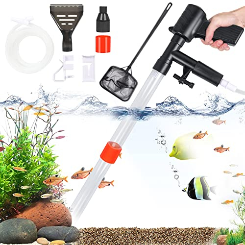 Aquarium Wasserwechsler Mulmsauger, Aquarium Kiesreiniger Staubsauger Kit Reinigung Sand Filter, Fish Tank Reiniger Kiesfilter mit Ansaugknopf Schlauchhalter Einstellbare für schnellen Wasserwechsel