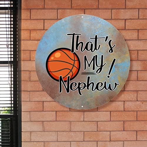 basketball Nephew Welcome Door Sign Basketball Metal Sign Customized Family Vintage Wreath Metal Wall Sign Wall Art Wall Decor For Man Cave Coffee Bar Indoor & Outdoor Decor 9x9in