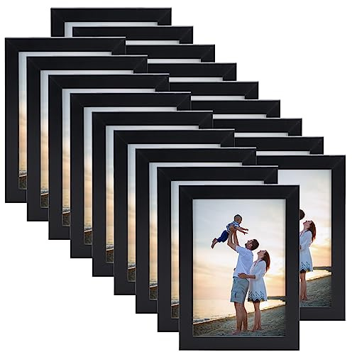 Hoikwo 18 Packs 3.5x5 Black Multi Plastic Picture Frames Set with Plastic Cover for Family Photos, Artwork, Light Weight Bulk Frames Pack for Wall Hanging and Table, Stylish Picture Frames