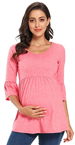 Love2Mi Maglia da donna incinta con maniche a 3/4, Colore: rosa., S