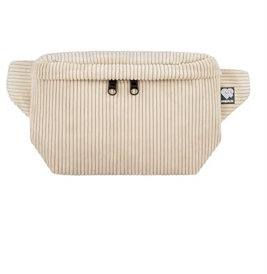 PP-Berlin Bauchtasche Cord Beige, Eckig Medium | Handgefertigt in Berlin, 100 % recycelt, vegan, 3 Fächer, verstellbarer Gurt