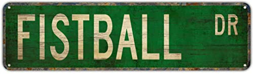 Metal Tin Signs FISTBALL DR Funny metal Signs Vintage Sign Retro Tin Signs Aluminum Metal Sign for Bedroom Kitchen Garden Wall Bab Club Coffee Hanging Sign Home Decor 4×16Inch