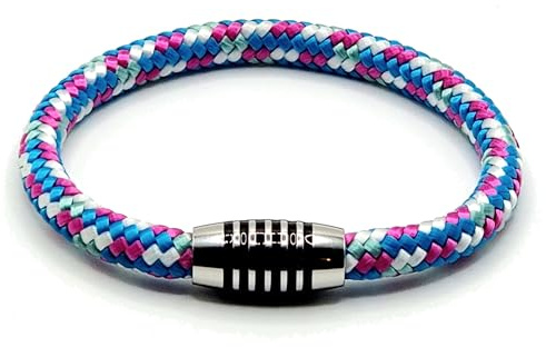Armband Unicorn aus farbintensiven Paracord-Segeltau mit schwarz emailliertem Edelstahlmagnetverschluss.