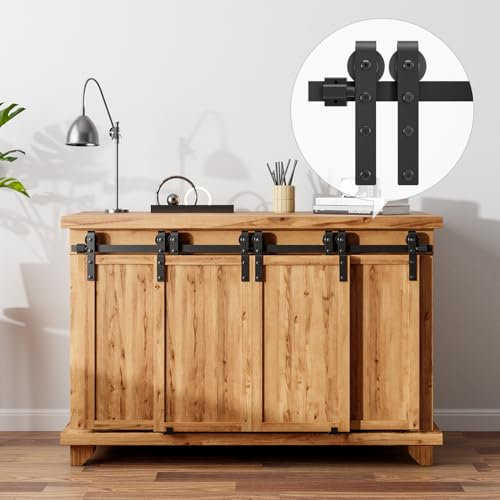 AONAYIOA 8FT/244 cm - Kit complet de matériel pour porte coulissante silencieuse - Meuble TV à une porte - Petite armoire