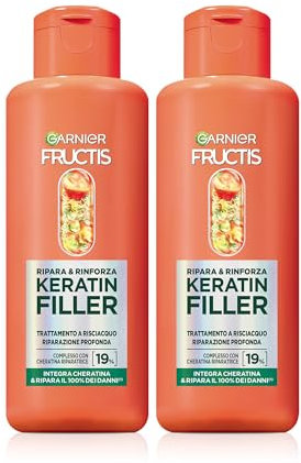 Garnier Fructis, Multi Pack Trattamento Ripara&Rinforza, Per Capelli Danneggiati, Riparazione Profonda, Capelli Più Forti, Con Olio di Marula e Cheratina Riparatrice, Keratin Filler, Confezione da 2
