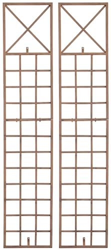 CLP Lot de 2 treillis Trigo pour fixation murale I Tuteur pour le mur I Clôture en métal laqué Couleur : marron antique
