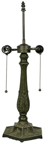 BOTOWI Antiker Bronze-Tischlampensockel mit E26 / E27X2-Lampenfassung für 16-Zoll-Lampenschirm aus Tiffany-Stil Buntglas Masthöhe 24-Zoll-Sechskant-Lampenhalter im Missionsstil Ersatz
