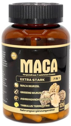Maca- 7 in 1 mit Ashwagandha, schwarzem-Pfeffer | 120 Kapseln | hochdosiert