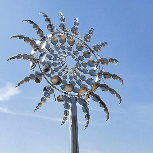 Moulin à Vent Jardin, Moulin a Vent Jardin Exterieur, Eolienne de Jardin, Carillon à Vent, Moulin à Vent de Jardin pour la décoration des Jardins, terrasses, pelouses et patios (Bleu)