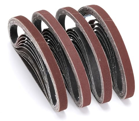 Slipband 13 x 457 mm 40 stycken, slipband set om 5 x korn 40/60/80/120/180/240/320/400 för bandslipmaskin, slipmaskin, bandslipmaskin, polering metall, trä|fingerslip