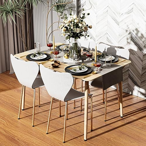 PIPIPOXER Juego de 4 Sillas de Comedor, Polipropileno Sillas de Cocina, Sillas con Respaldo Adecuadas para Comedor y Salón, Blanco