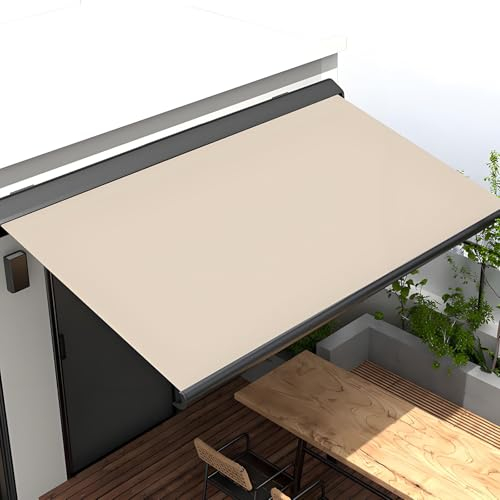 Markisenvolant Markisentuch Ersatzvolant Markisestoff Volant Für Markisen Markisenbespannung Markise Markiese Ersatzstoff 2x1.5m(6.5x4.9 FT)Kein Rahmen Sonnen Schutz, UV, Regen Und Schnee Weiß(Beige,4