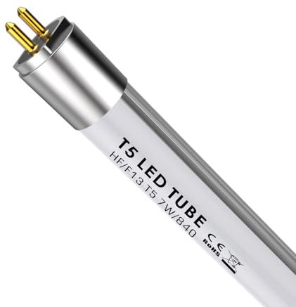 IHYCTV LED Röhre T5, 517mm, 7W Röhren für EVG HF L T5 13W mit G5 Sockel, 910lm, 4000K, 840, Kaltweißes Licht, Leuchtstoffröhre durch LED Ersetzen, 140 Grad, Einfache Installation, 1 Stück