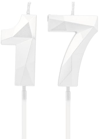 DTXLX Weiß Zahl 17 Geburtstagskerzen Kuchen Deko | zum, weiße, Zahlenkerzen, Geburtstagsdekoration, Happy, Birthday-Kuchenaufsätze, für, Geburtstagsfeiern, Hochzeiten, Firme...