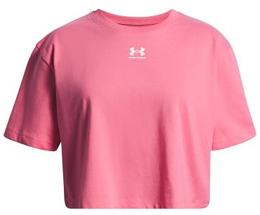 Under Armour Niña Big Logo Short Sleeve, Camiseta de Manga Corta cómoda y Transpirable, Camiseta Deportiva con Logotipo para Entrenamiento y Ropa informalSuper Pink / / White,YMD