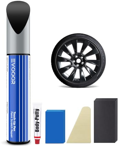 EVOOOR Matt-schwarz Tesla Felgen Lackstift Kit für Tesla Model Y 20 Zoll-Exakte Übereinstimmung – Ausbesserung von Kratzern und Abplatzungen(Matt-schwarz)