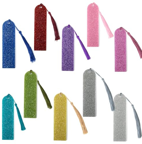 UFOVAOK 10 Stück Glitzernder Buchmarke mit bunten Quasten | Glitzernde Buchzeichen zum Markieren von Büchern, geeignet als dekoratives Lesezubehör für Bücherliebhaber