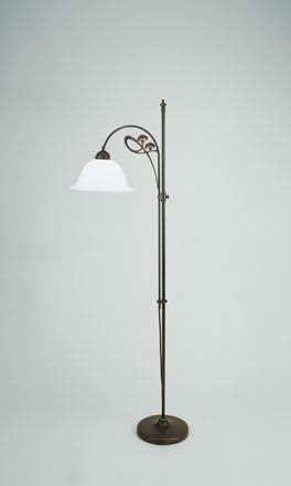 Licht-Erlebnisse Stehlampe Messing Glas in Berliner Messing Wohnzimmer 160 cm E27 Leselicht Ambiente blendarm gemütlich wohnliche Stehleuchte flexibel