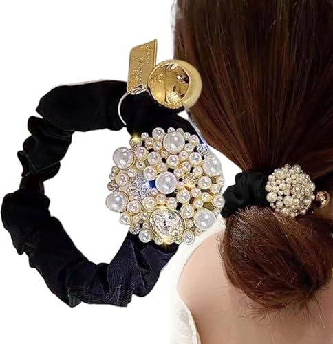 Sghtil Elastico per capelli con perle, per coda di cavallo, con perle, per donne e ragazze