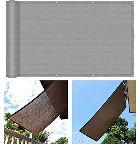 Outdoor Markise, 3,8 x 6 m, UV-Schutz, winddicht, Whirlpool, Unterstand für Balkon, Terrasse, Garten, einfache Installation, kostenloses Seil im Lieferumfang enthalten, Grau
