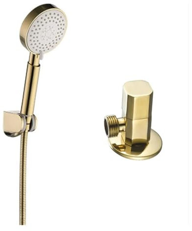 VNJUGF Dusche in gebürstetem Gold mit drehbarem Halter for Handbrause, schwarzer Brauseschlauch, Bad-Accessoires-Halter TH090 wanglan(Set b)