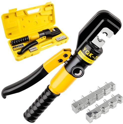 Hydraulic Crimping Tool With 9 Pairs Of Dies, 12 To 2/0 Awg, Hydraulic Wire Battery Cable Lug Terminal Crimper Crimping Tool, Crimping Easier