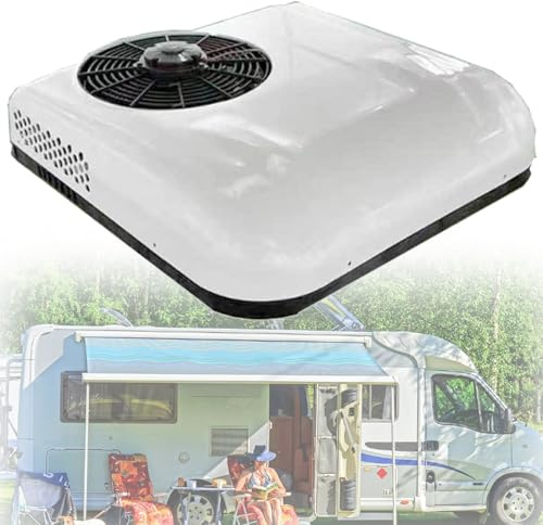 ylpddmm 12V/24V RV Dachklimaanlage, Klimaanlage Elektrisches Parken Dach RV Klimaanlage Wechselstrom,Einheit passend für LKW Wohnmobil Anhänger,schnelle Kühlung,White-12V