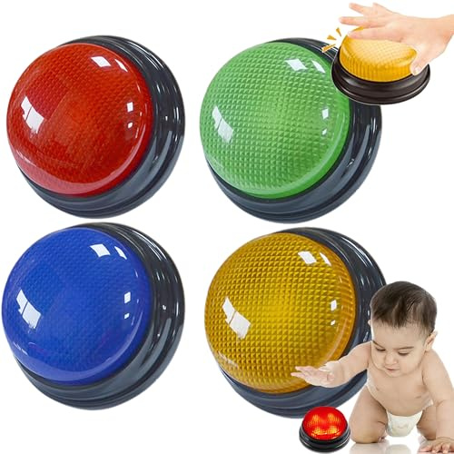 WDEC 4PCS Learning Resources Botones de Respuesta, Victoria, alarma, lanzamiento, sonido de advertencia, pulsadores de Colores, Divertidos Botones para Usar en Juegos en el Aula y en casa, Juegos