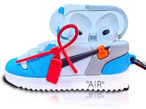 Custodia protettiva 3D per AirPods 3, compatibile con Apple Air 3, custodia divertente (scarpe blu)