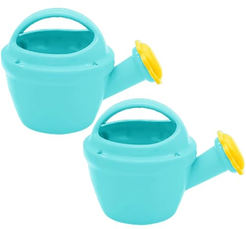2Pcs Kids Watering Can, 5.7x7.4 Plastic Gardening Tools with Spout & Handle, Lightweight Portable Reusable Beach Sand Toys for Children Garden Home Outdoor Toddler Watering Can Gardening Tools