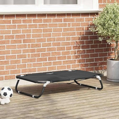 Gecheer Faltbares Hundebett Schwarz ML Oxford Stoff und Stahl Hundeliege Outdoor Garten für draußen Camping erhöhtes Hundebett