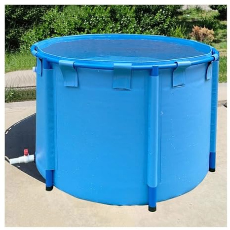 Piscine Hors Sol Durable 4 x 1 m, Bassin à Poissons Pliable en Toile, réservoir d'eau Circulaire en Plastique avec vanne de vidange pour la Culture des carpes koï et Les Jardins d'ornement