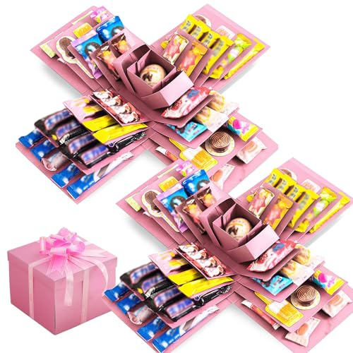 2 Stück 5-Lagige Kreative Explosionsbox Geschenkbox, Exploexplodierende Box Uberraschung, Hochzeitstag DIY Explosions-Geschenkbox, für Geburtstag, Weihnachten, Valentinstag, Hochzeit & Jubiläum