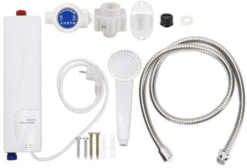 Scallo idrico elettrico senza serbatoio, scaldabagno istantaneo per la doccia Risparmio di riscaldamento elettrico senza serbatoio con kit doccia e protezioni multi -sicurezza