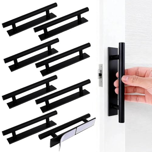 Pownert 8 Pack Self Adhesive Handles- Black Wardrobe Handles, No Drill Cabinet Pulls for Drawer Door Wardrobe Dresser Storage Box