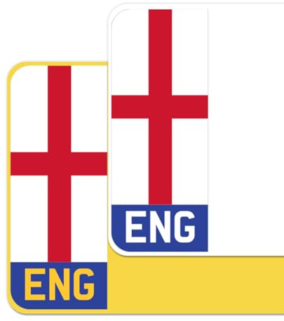 St. George's Cross Flag Car Number Plate Decorative Vinyl Stickers – Premium Bubble-Free Adhesive Decals – ENG Set of 2 (F&R) – Weatherproof, Easy Application – Made in UK (ENG, Blue)