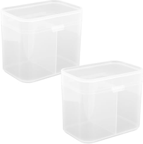 INOOMP Scatola Porta Dischetti di Cotone per Trucco Coperchio, Organizer Compatto in Plastica per Manicure, Confezione da 2 Pezzi per Uso Casa e Salone di Bellezza